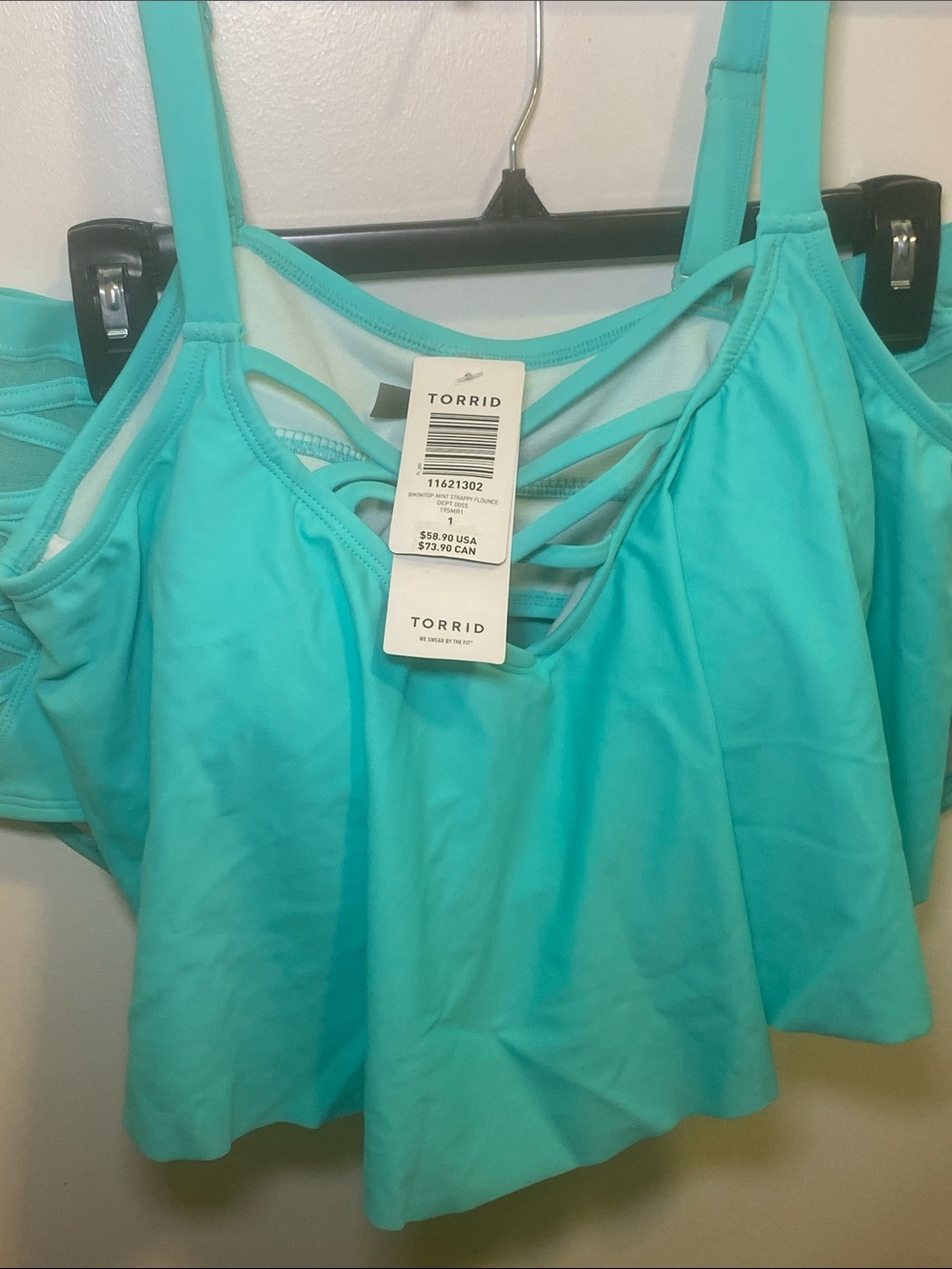 torrid Aqua Blue Flounce High-Waist Swim Set - Picture 3 of 6